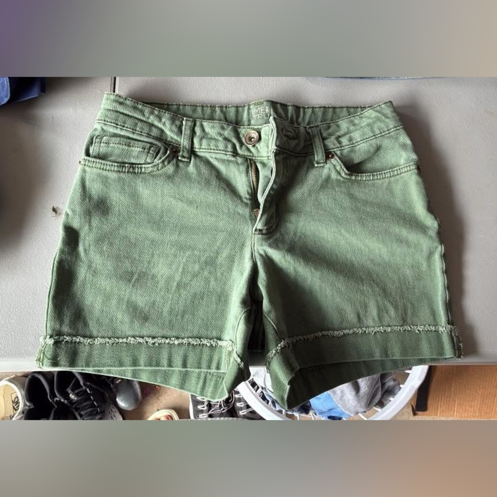 Time and Tru Olive Jean Shorts